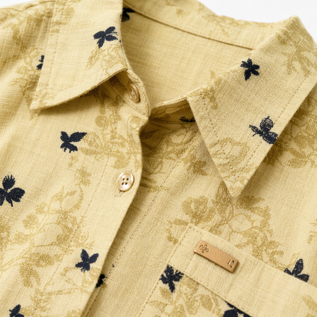 Yellow short-sleeved shirt for women, breathable and casual floral top Application Scenario