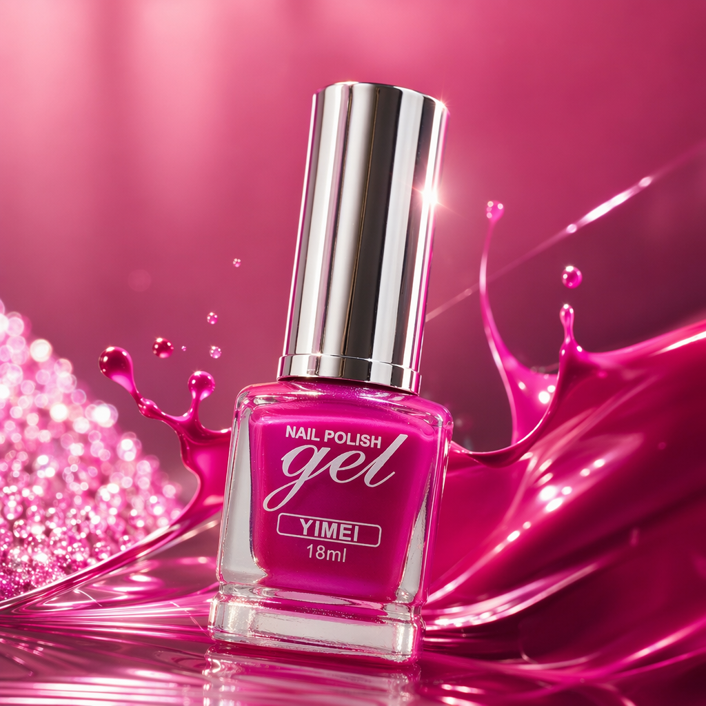 Yimei rose red gel nail polish 18ml transparent bottle with silver cap Specification image