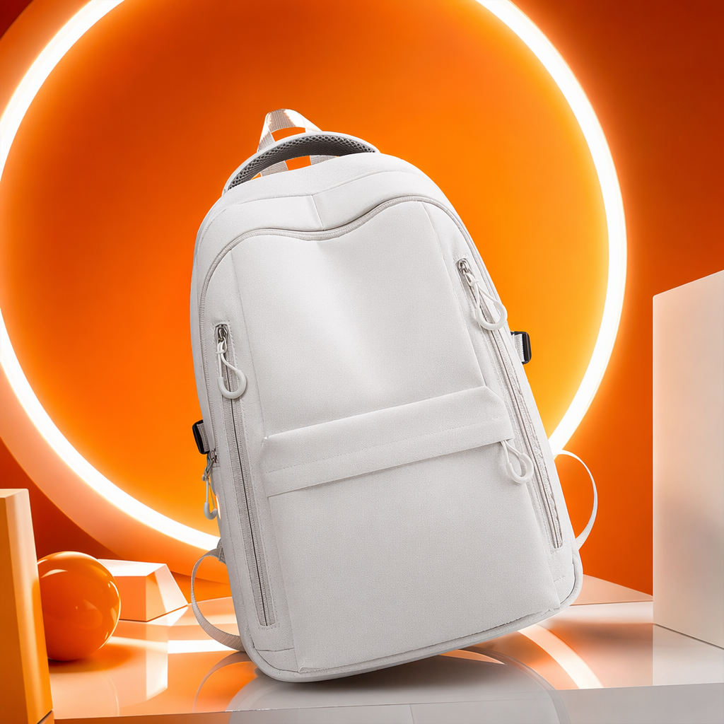 Light grey backpack, lightweight and large-capacity student commuting travel backpack Specification image