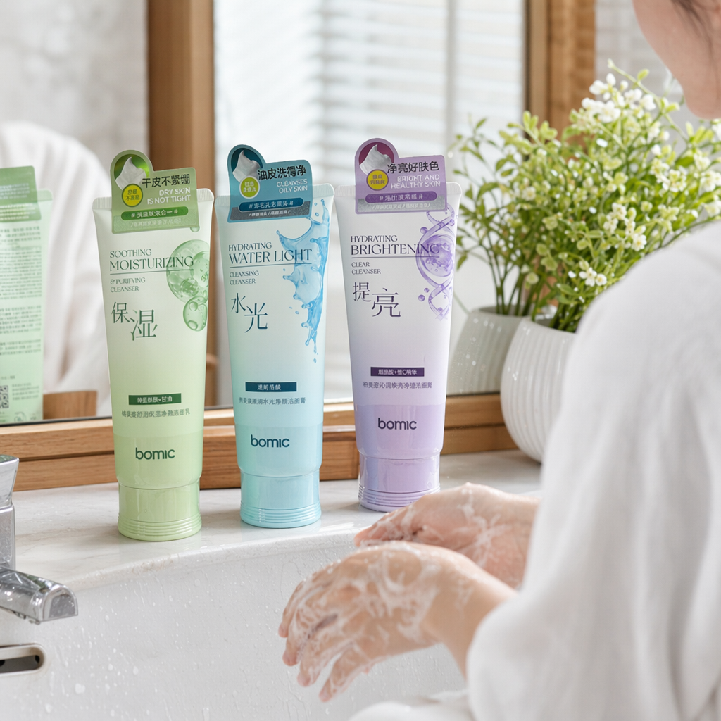 Green Moisturizing, Blue Hydrating and Purple Brightening Three-Effect Facial Cleanser details Picture