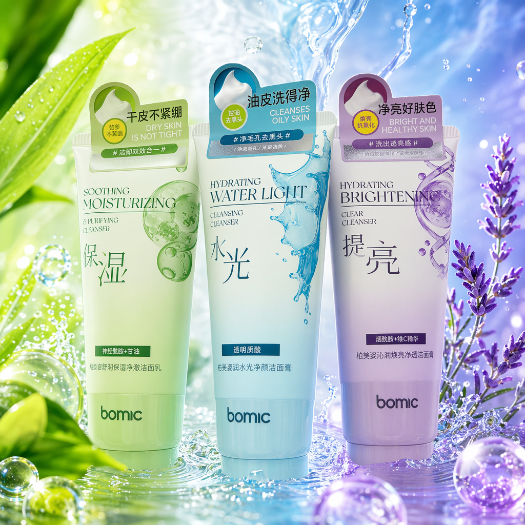 Green Moisturizing, Blue Hydrating and Purple Brightening Three-Effect Facial Cleanser Specification image