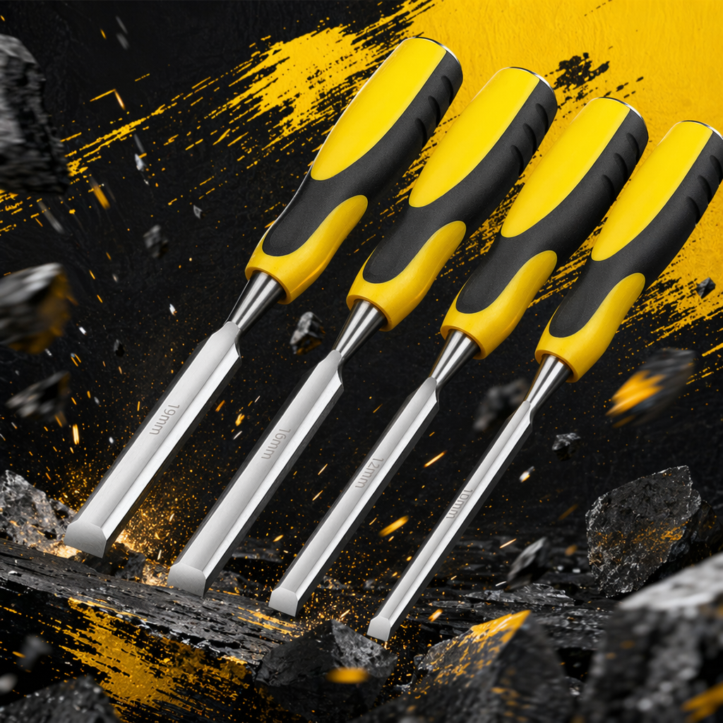 Yellow black-patterned handle woodworking chisel, professional wood carving chisel, hardwood handle chisel Specification image