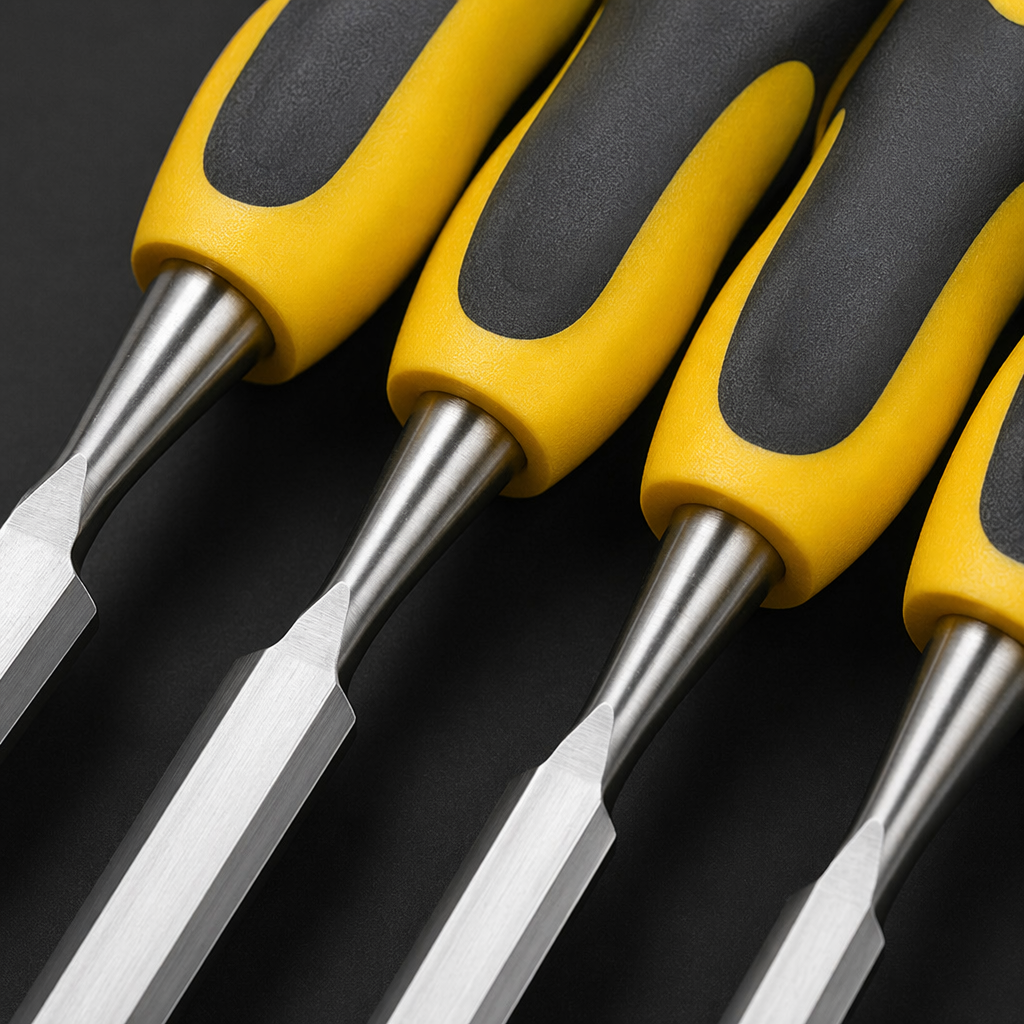 Yellow black-patterned handle woodworking chisel, professional wood carving chisel, hardwood handle chisel Application Scenario