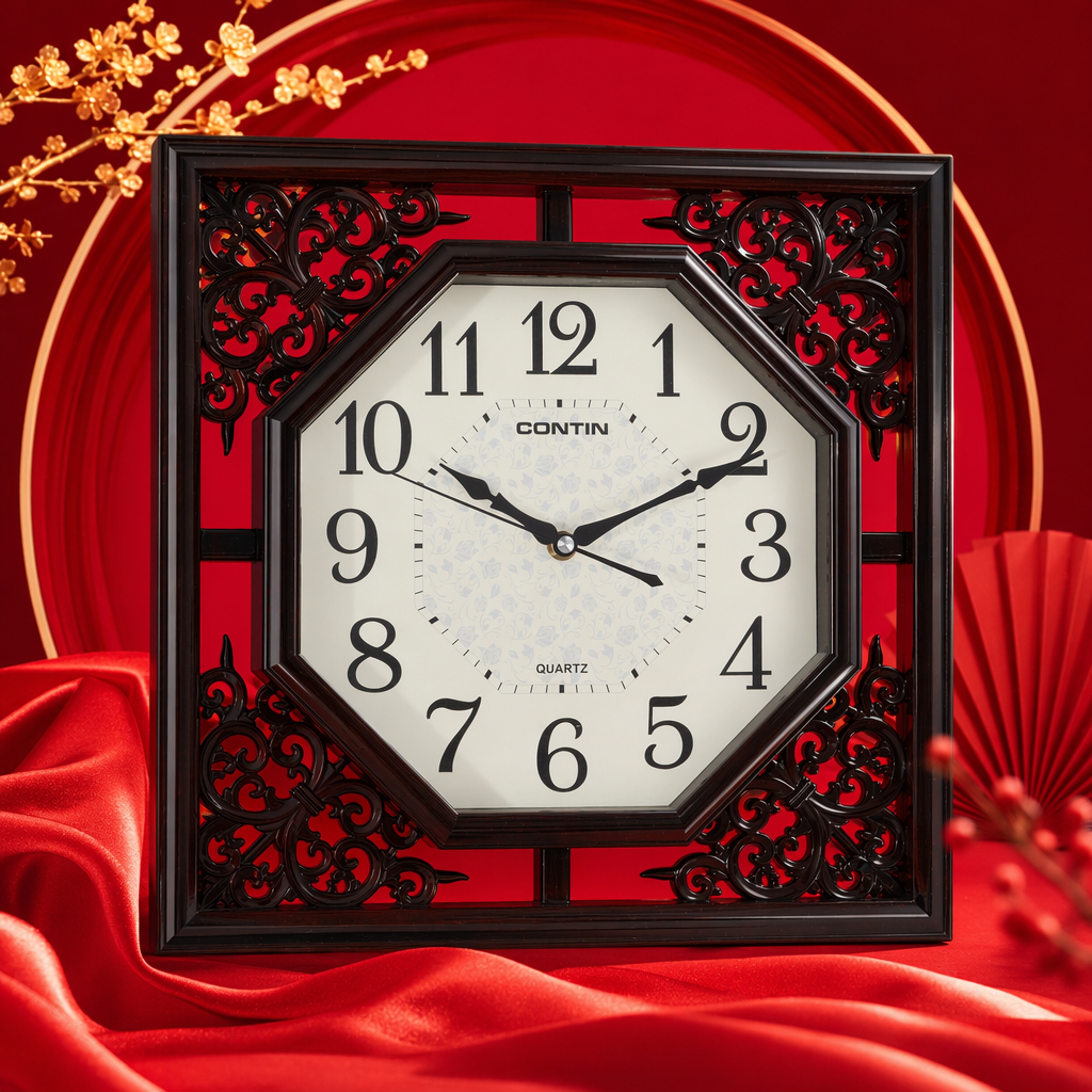 Black carved frame wall clock, simple and modern wall-mounted clock for living room and bedroom Specification image