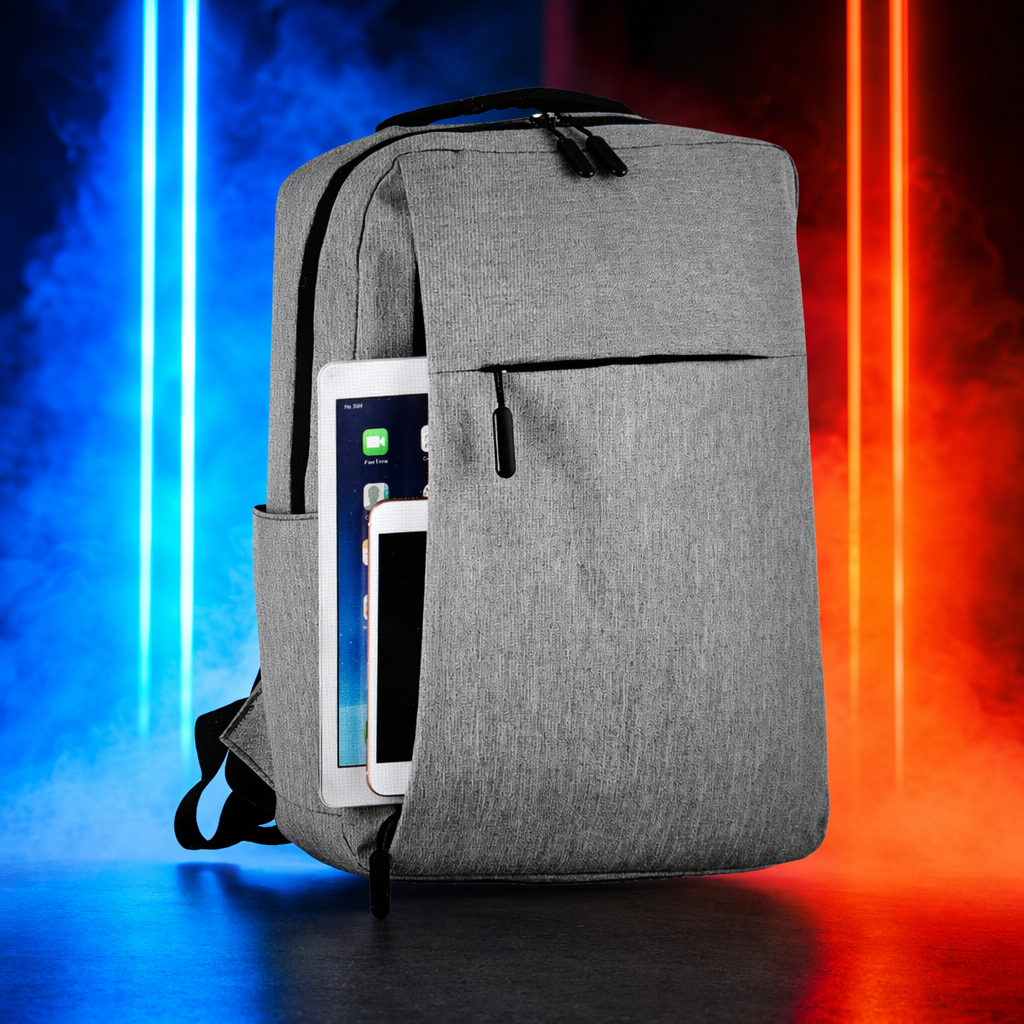 A simple and fashionable grey backpack, a large-capacity lightweight travel bag for student commuting Specification image