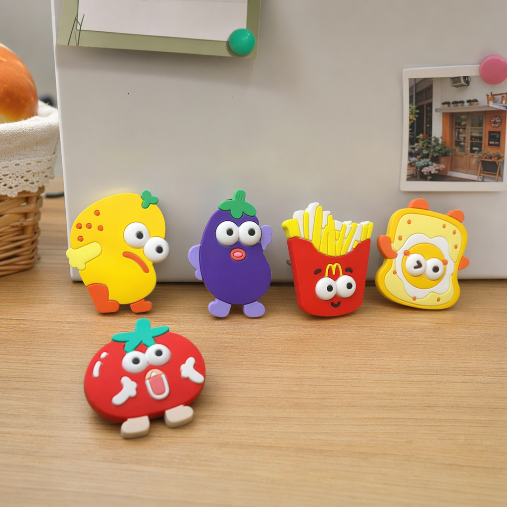 Colorful cartoon food-shaped magnetic stickers for kitchen and refrigerator decoration and storage, practical magnetic stickers details Picture
