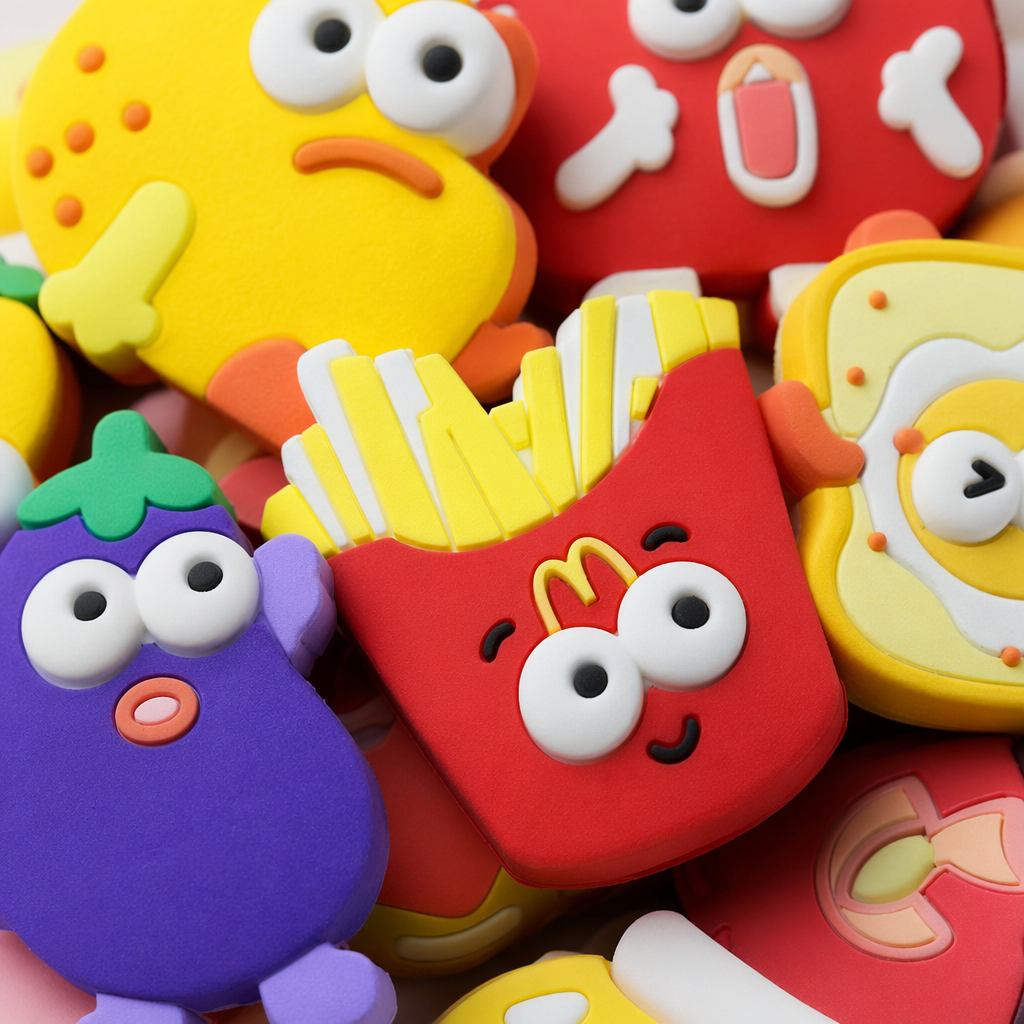 Colorful cartoon food-shaped magnetic stickers for kitchen and refrigerator decoration and storage, practical magnetic stickers Application Scenario