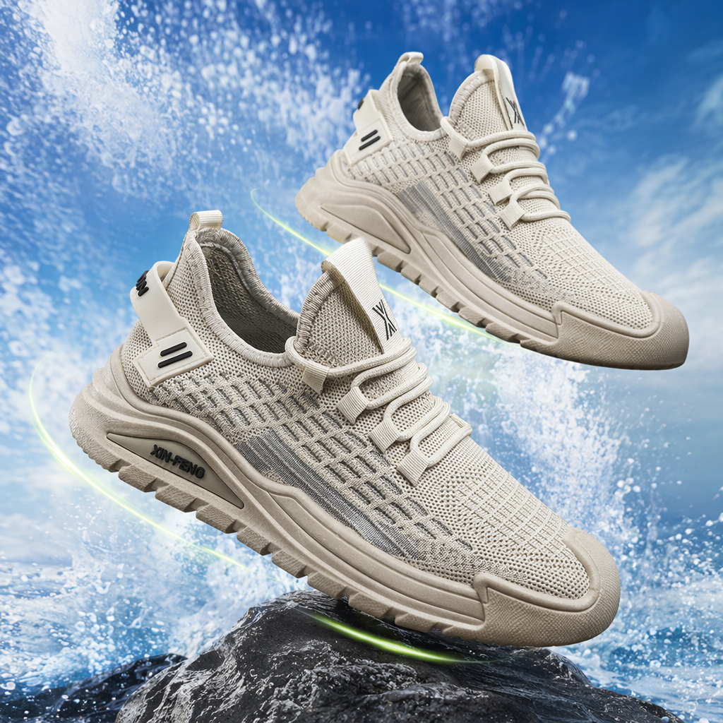 Beige mesh sports shoes, breathable and lightweight, unisex casual running shoes Specification image