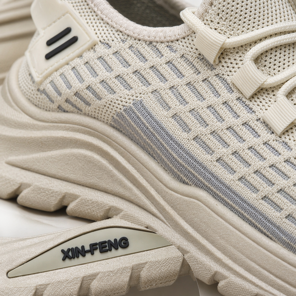 Beige mesh sports shoes, breathable and lightweight, unisex casual running shoes Application Scenario