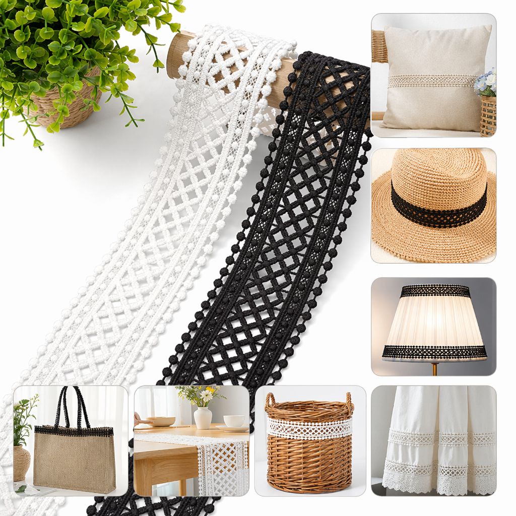 DIY accessories for white and black lace-trimmed clothing
