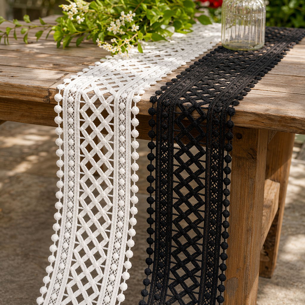 DIY accessories for white and black lace-trimmed clothing details Picture