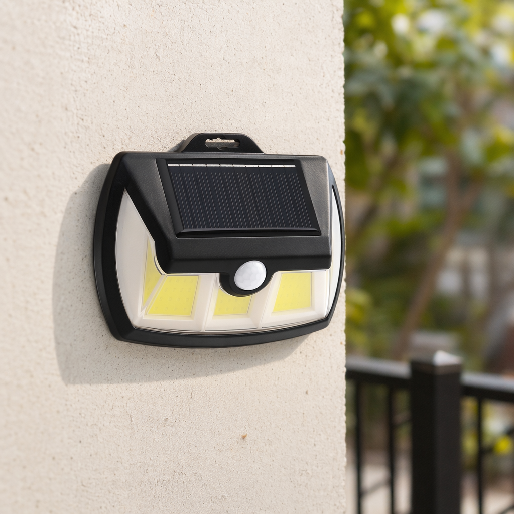 Black solar sensor light, outdoor waterproof wall-mounted LED automatic sensor lighting details Picture