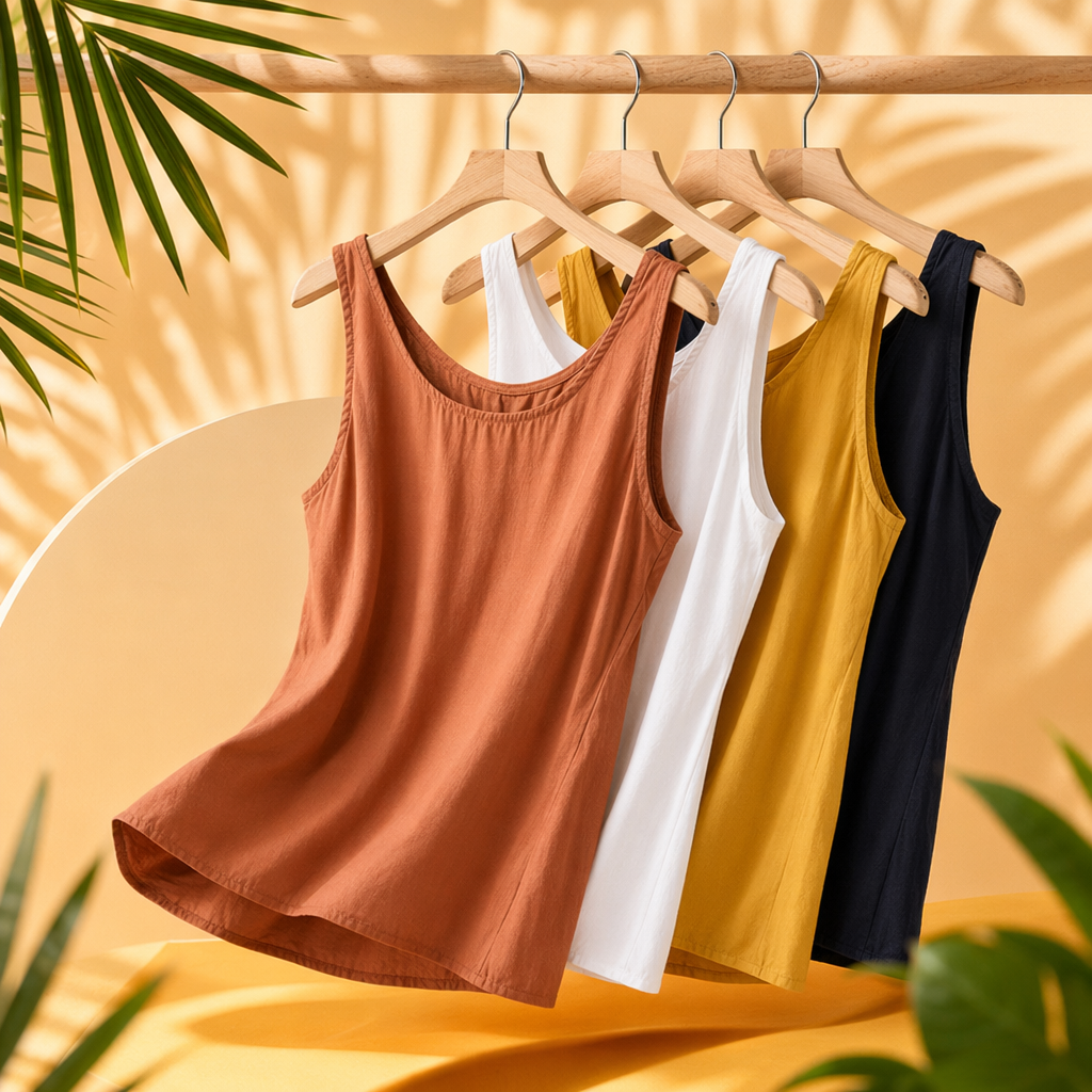 Brown sleeveless vest, pure cotton slimming basic inner layer Specification image