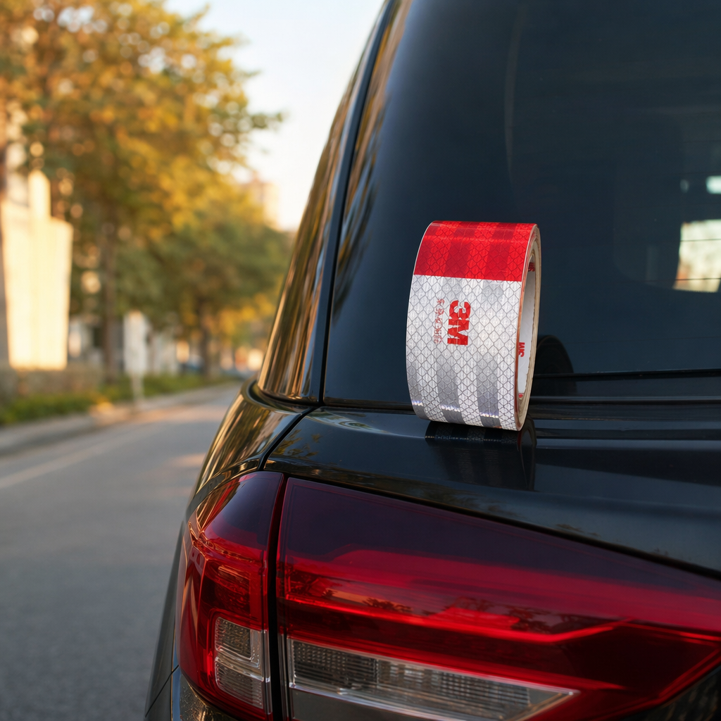 Red and white reflective tape for traffic safety warning, high-brightness reflective, wear-resistant and weather-resistant details Picture