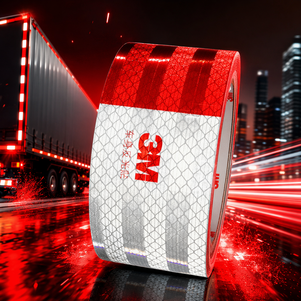 Red and white reflective tape for traffic safety warning, high-brightness reflective, wear-resistant and weather-resistant Specification image