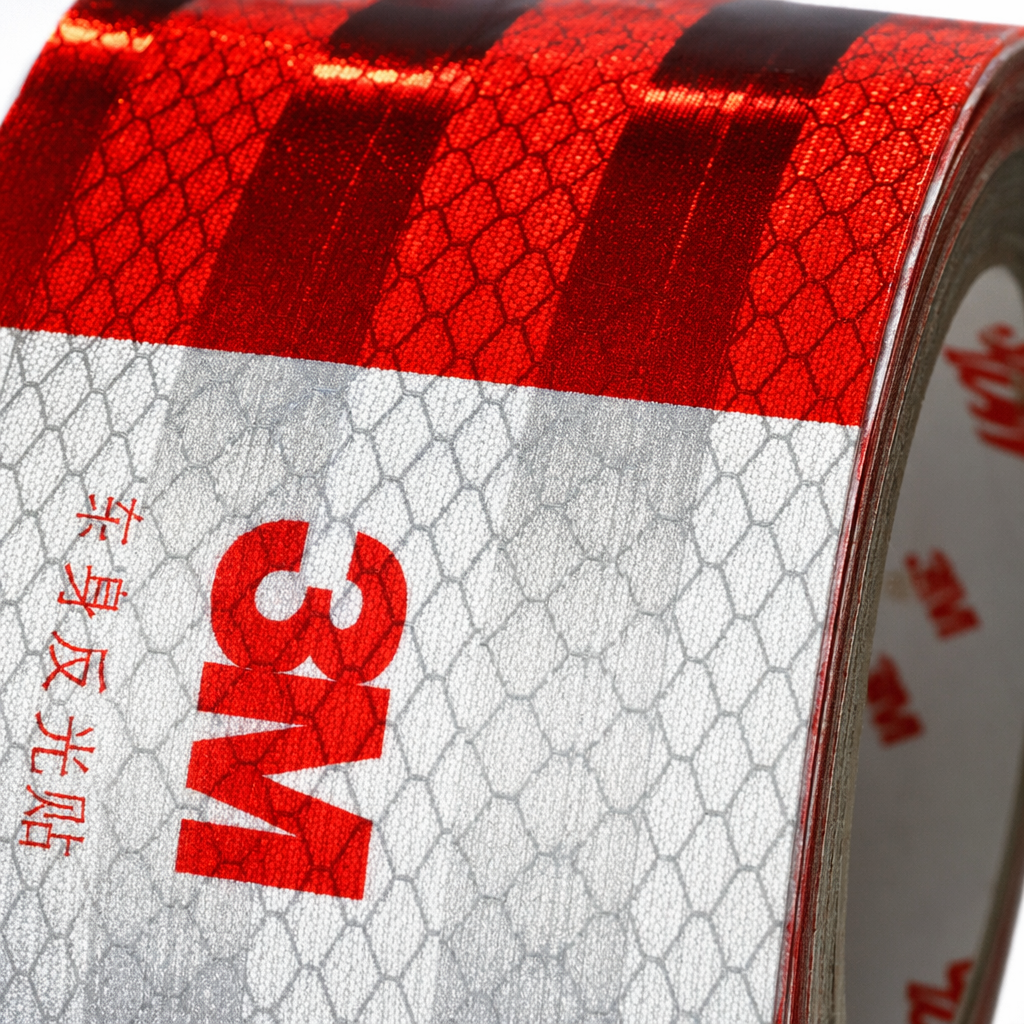 Red and white reflective tape for traffic safety warning, high-brightness reflective, wear-resistant and weather-resistant Application Scenario