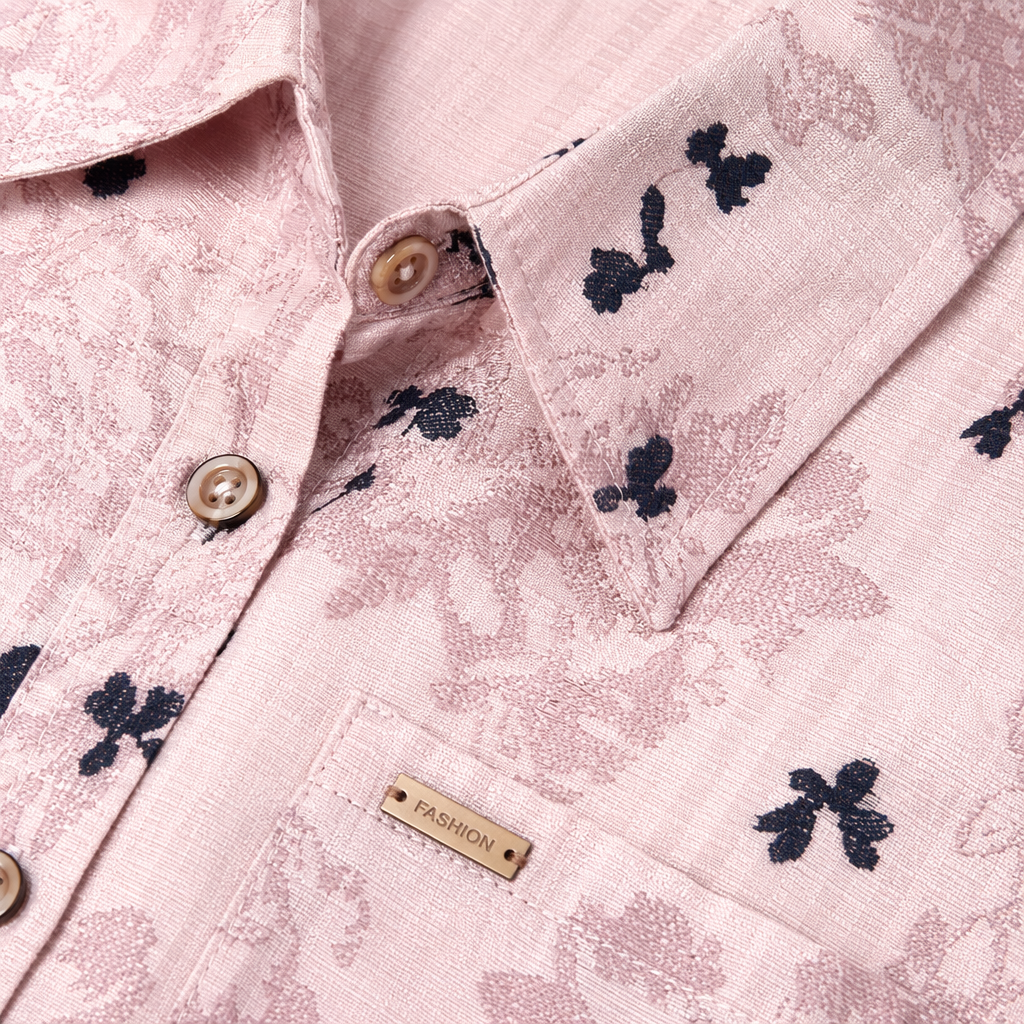 A pink floral short-sleeved shirt for women in a fresh and artistic summer style Application Scenario