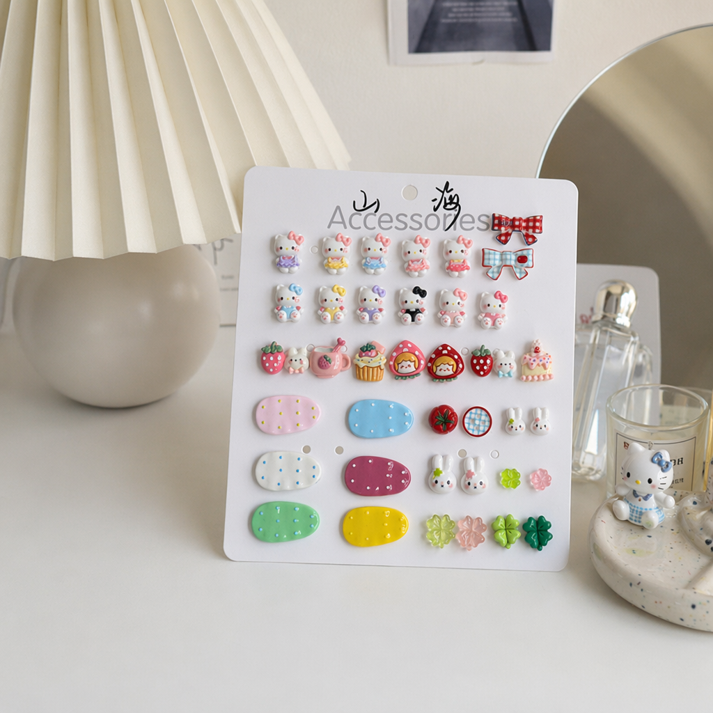 White card cute accessory set, Korean InS-style planner decorative sticker storage accessories details Picture