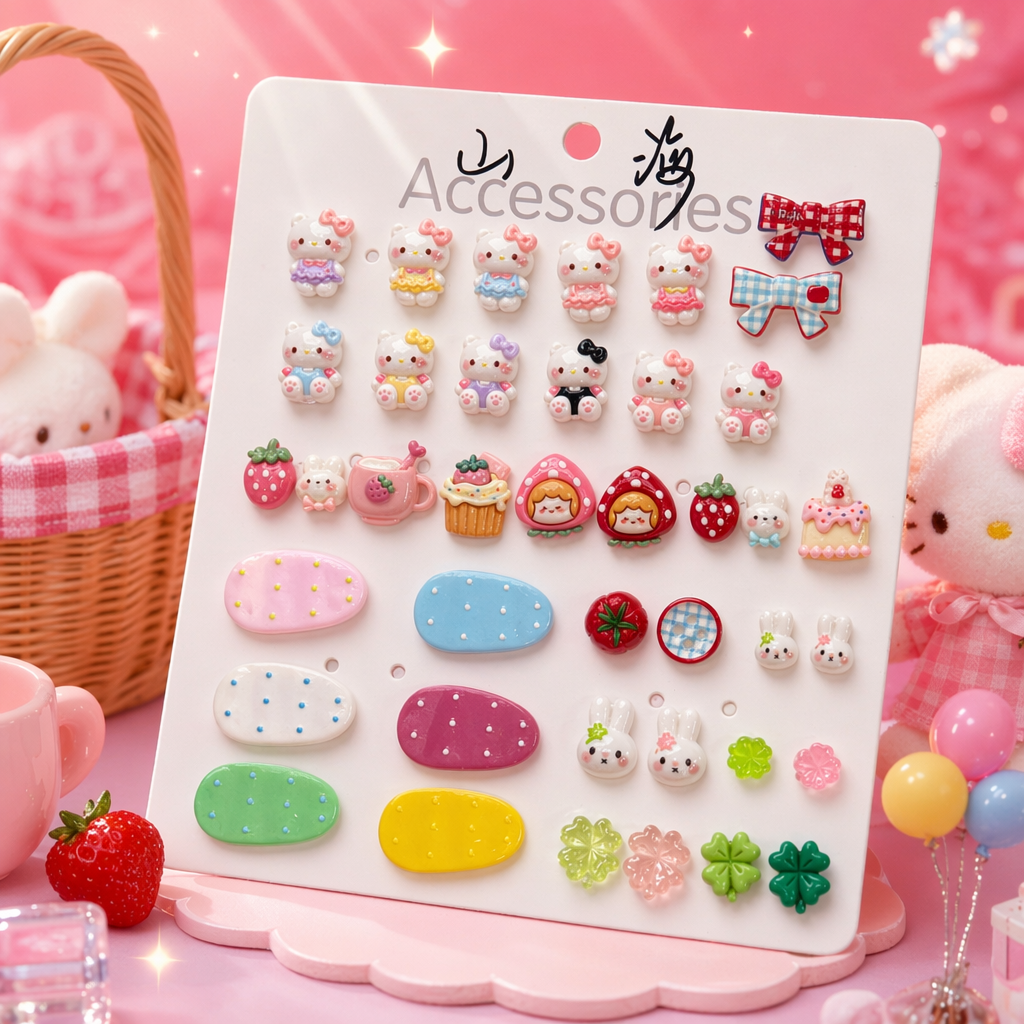 White card cute accessory set, Korean InS-style planner decorative sticker storage accessories Specification image