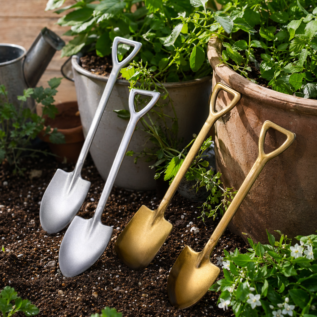 Silver and gold small shovel tableware set, kitchen baking dessert picking tools details Picture