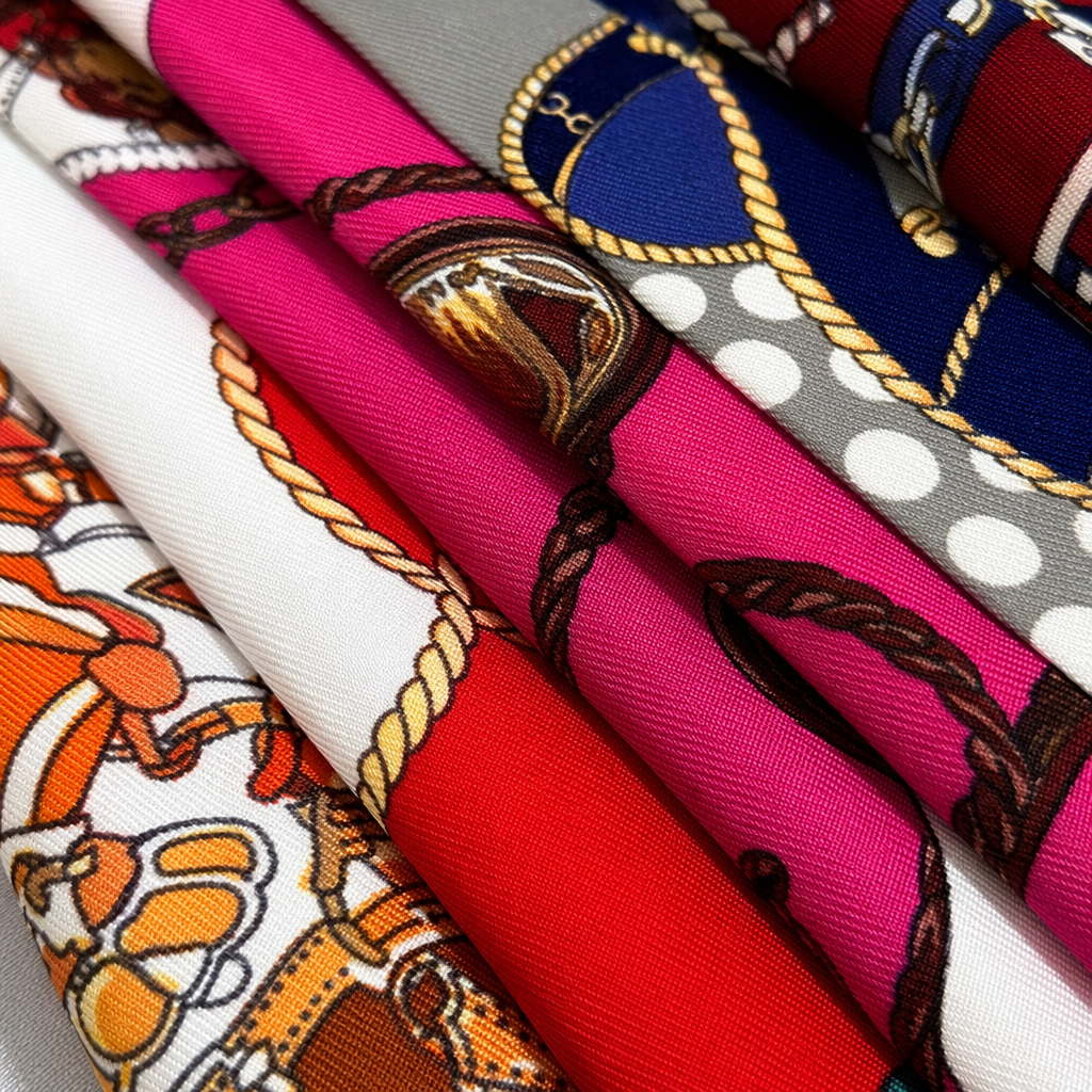 A lightweight and breathable silk handkerchief with multi-color prints, a perfect accessory for women in spring and summer Application Scenario