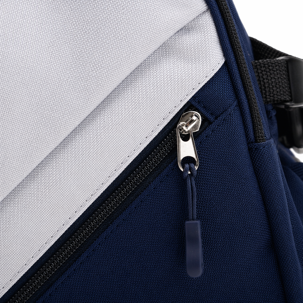A simple and fashionable backpack in blue and white, lightweight and large-capacity, suitable for student commuting Application Scenario