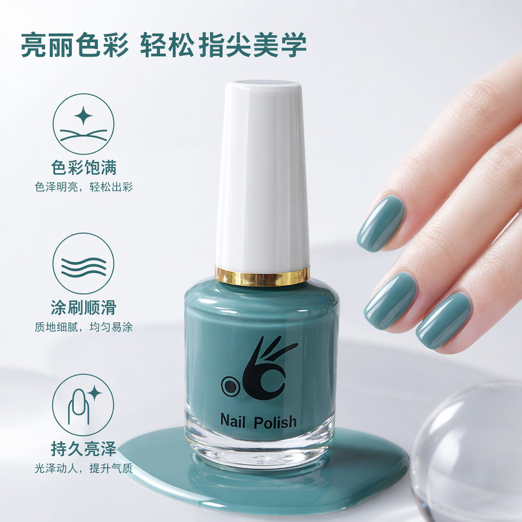 Light blue nail polish bottle made of frosted glass, 30ml capacity, replaceable full image