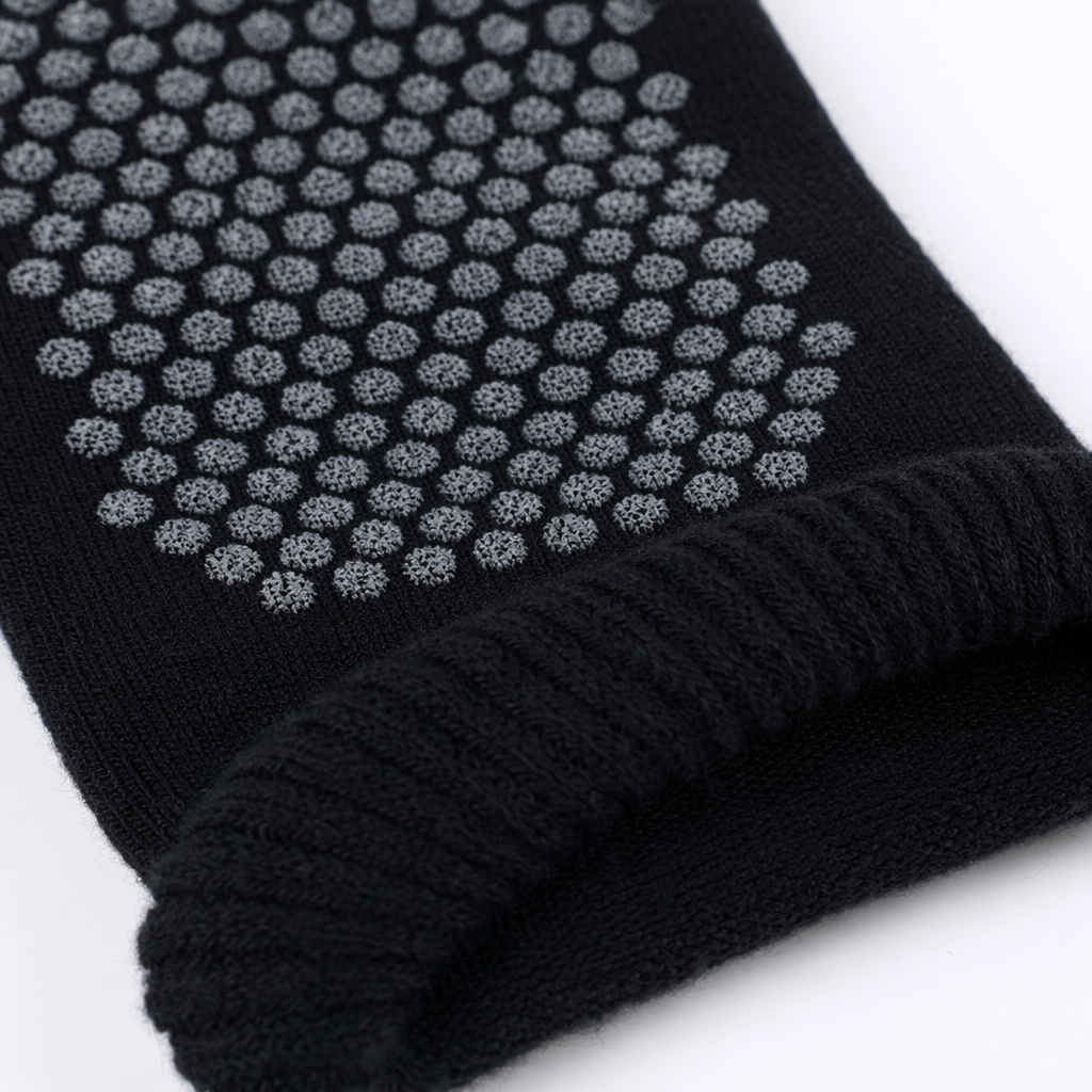 Black anti-slip socks made of pure cotton, sweat-absorbing and breathable, suitable for both men and women in sports and casual wear Application Scenario