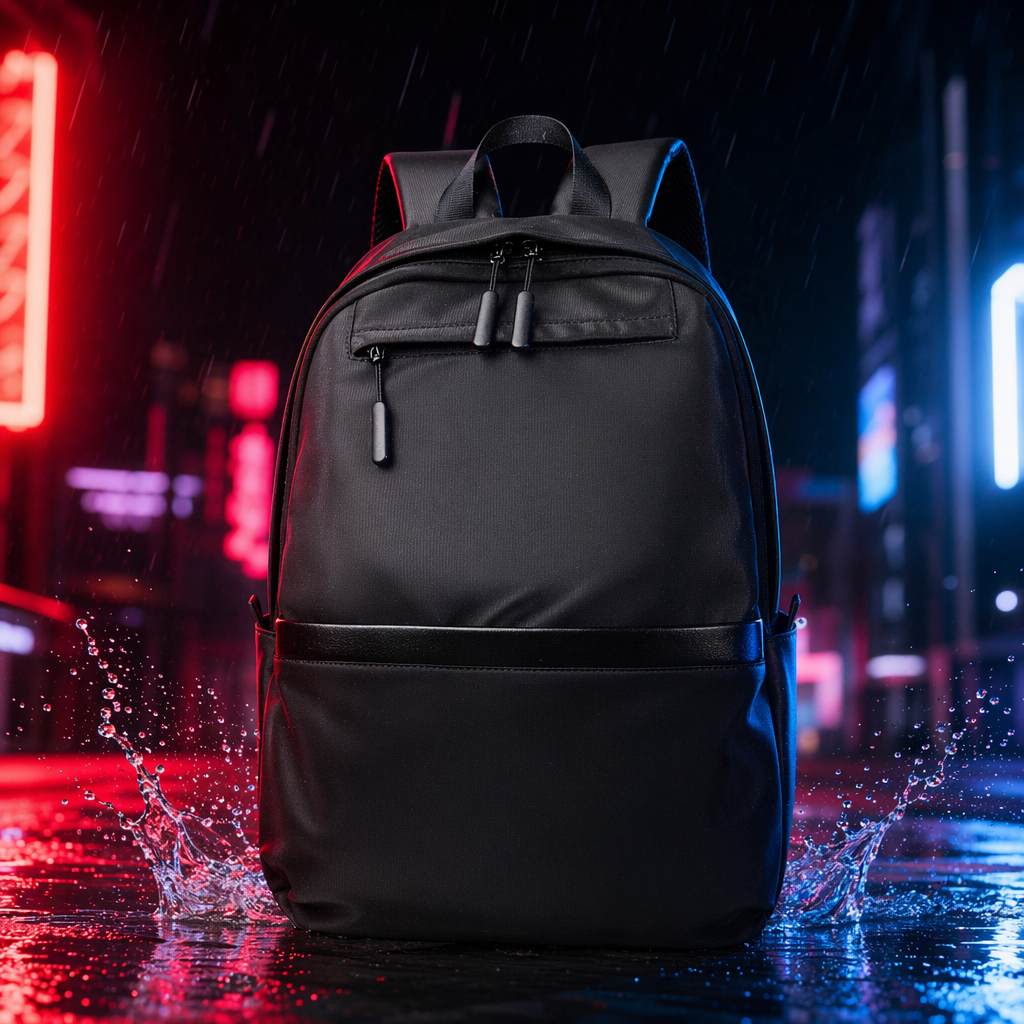 Black backpack, wear-resistant nylon, simple and fashionable commuting and business backpack Specification image