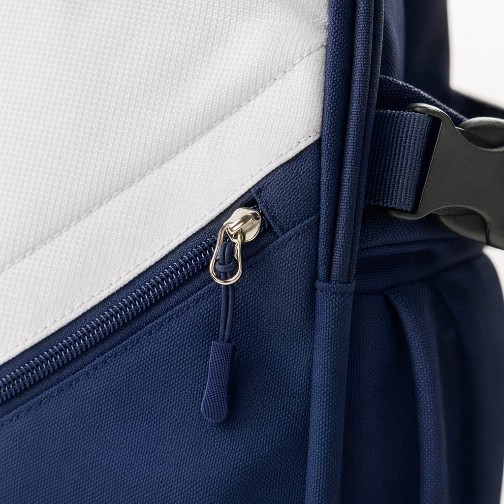 A simple and fashionable backpack in blue and white, lightweight and large-capacity, suitable for student commuting Application Scenario