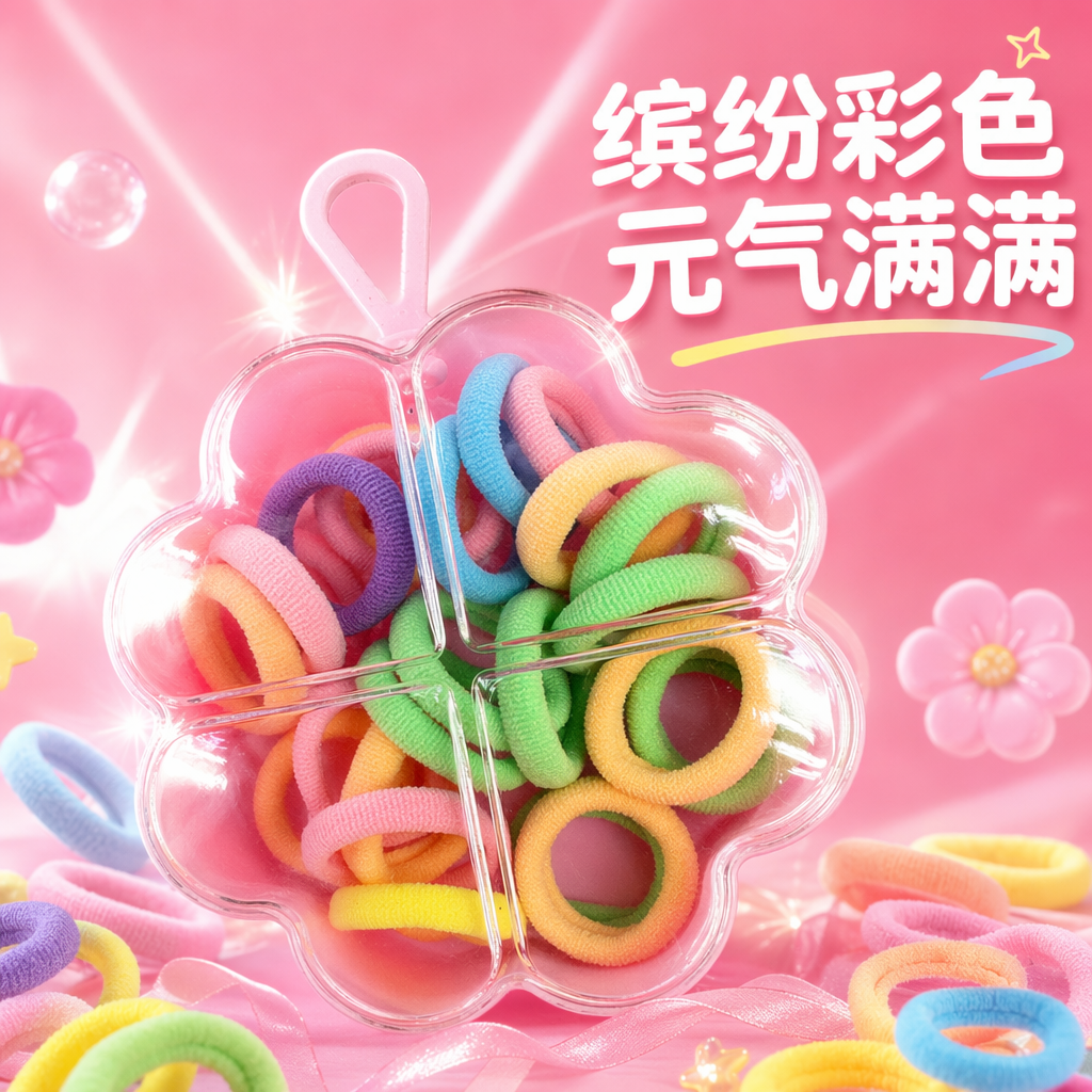 Colorful hair bands, multi-color mixed, elastic and durable ponytail headwear, cute hair accessories for girls and children Specification image
