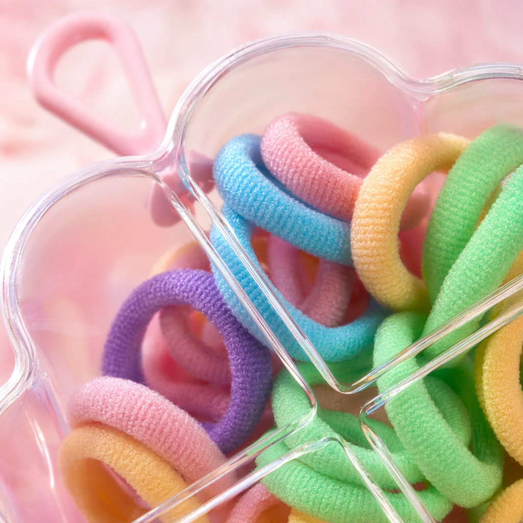 Colorful hair bands, multi-color mixed, elastic and durable ponytail headwear, cute hair accessories for girls and children Application Scenario