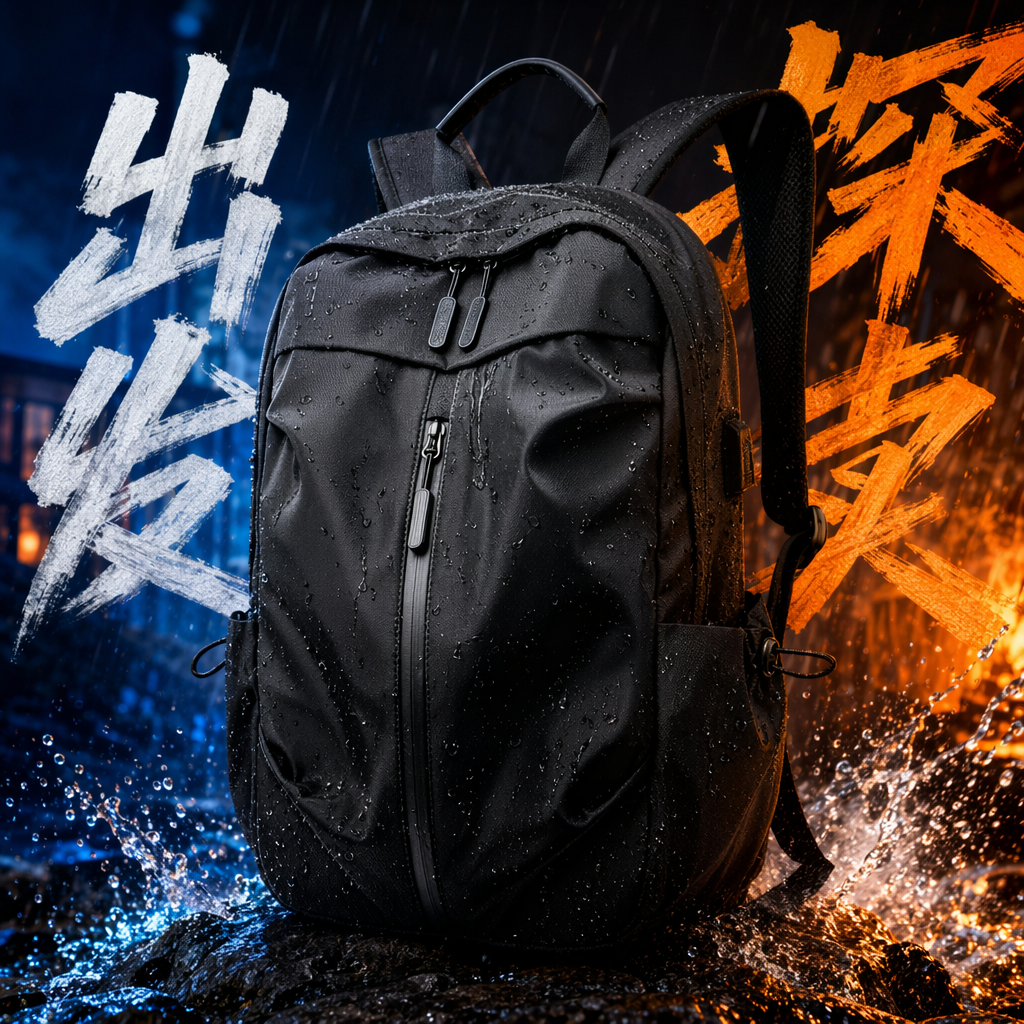 This black, simple business and casual backpack is lightweight, wear-resistant and has a large capacity for commuting and student use Specification image