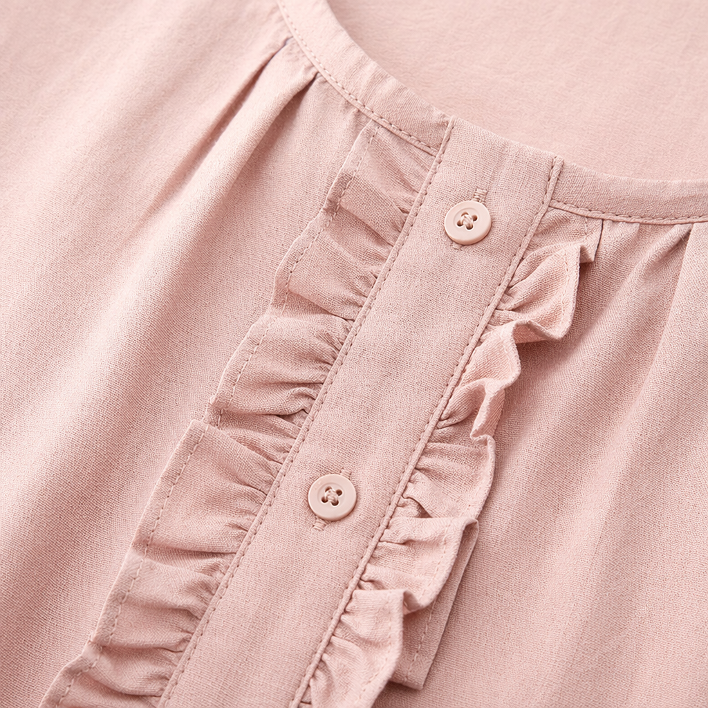 Pink ruffled short-sleeved top for women's summer fashion, slimming and versatile outfits Application Scenario
