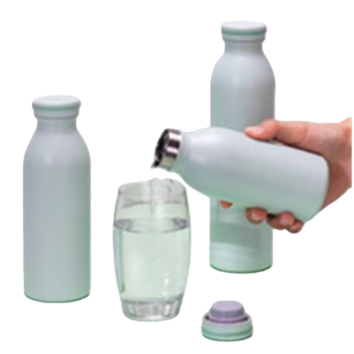 Light green water bottle with one hand for pouring water, 300ml glass cup with bottle cap Item Picture