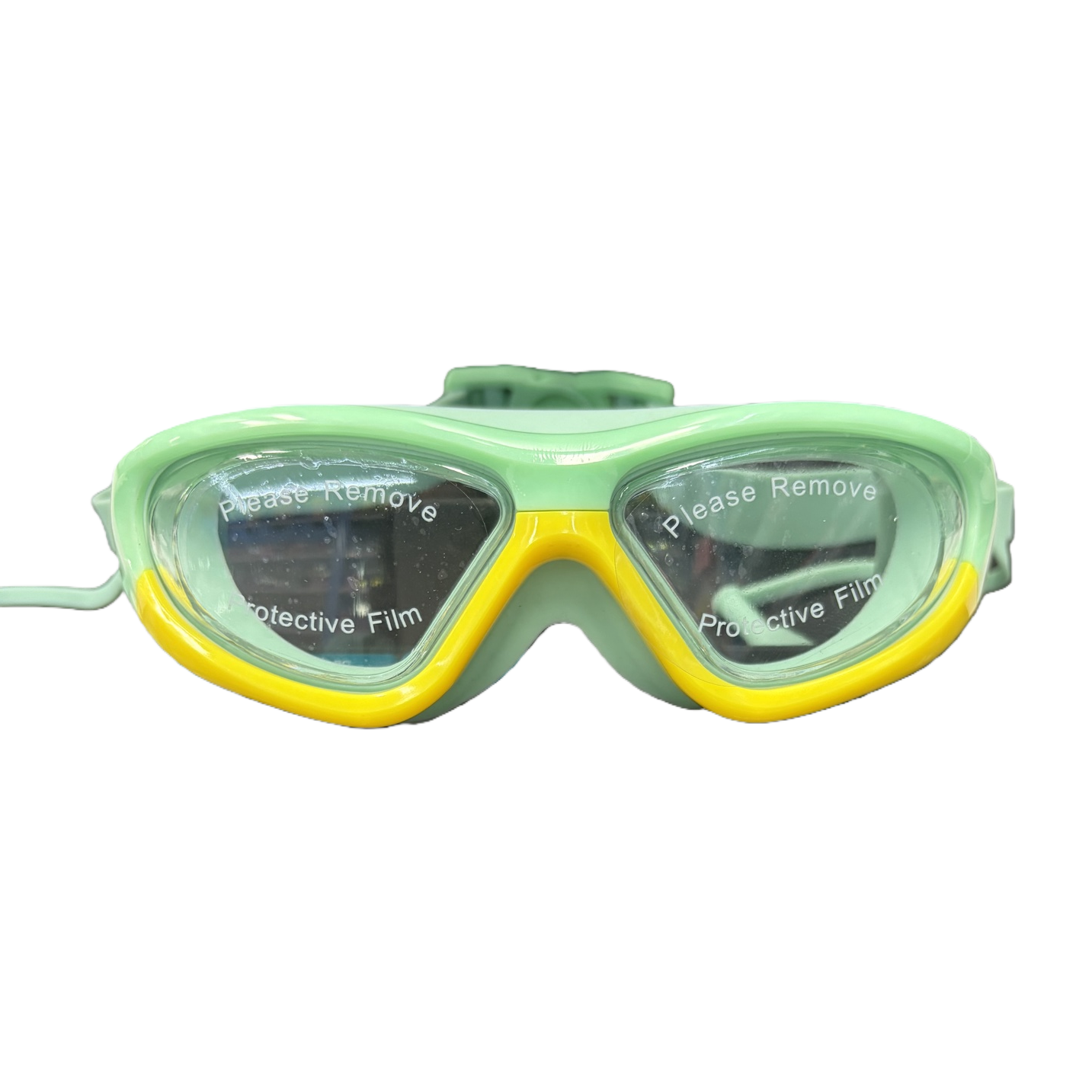 Green border, yellow decorative swimming goggles, black keyboard background shot Item Picture