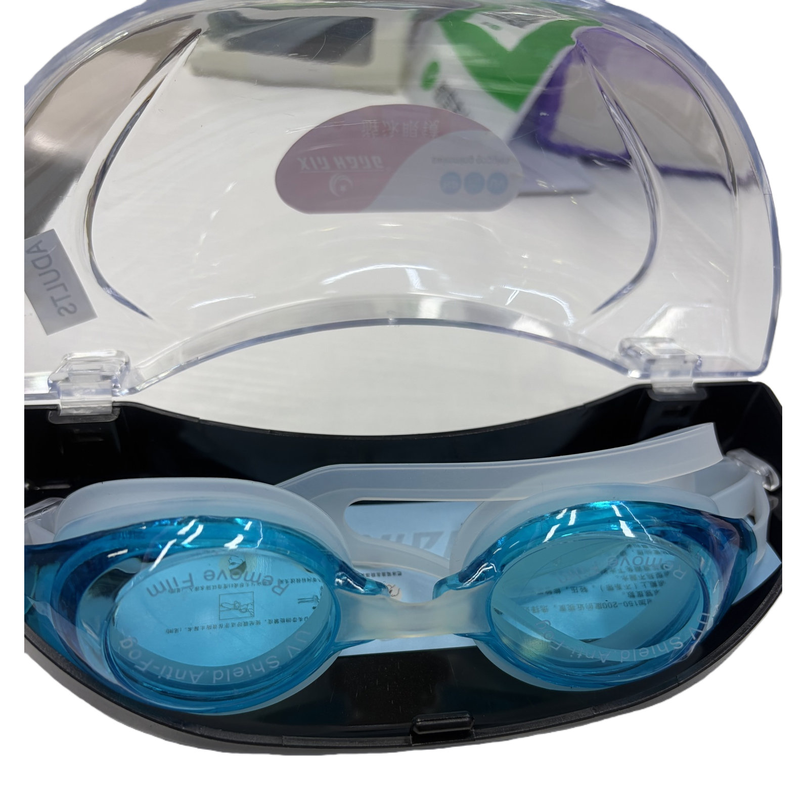 Blue swimming goggles for both men and women, anti-fog and waterproof swimming goggles, comfortable fit, adjustable nose bridge Item Picture