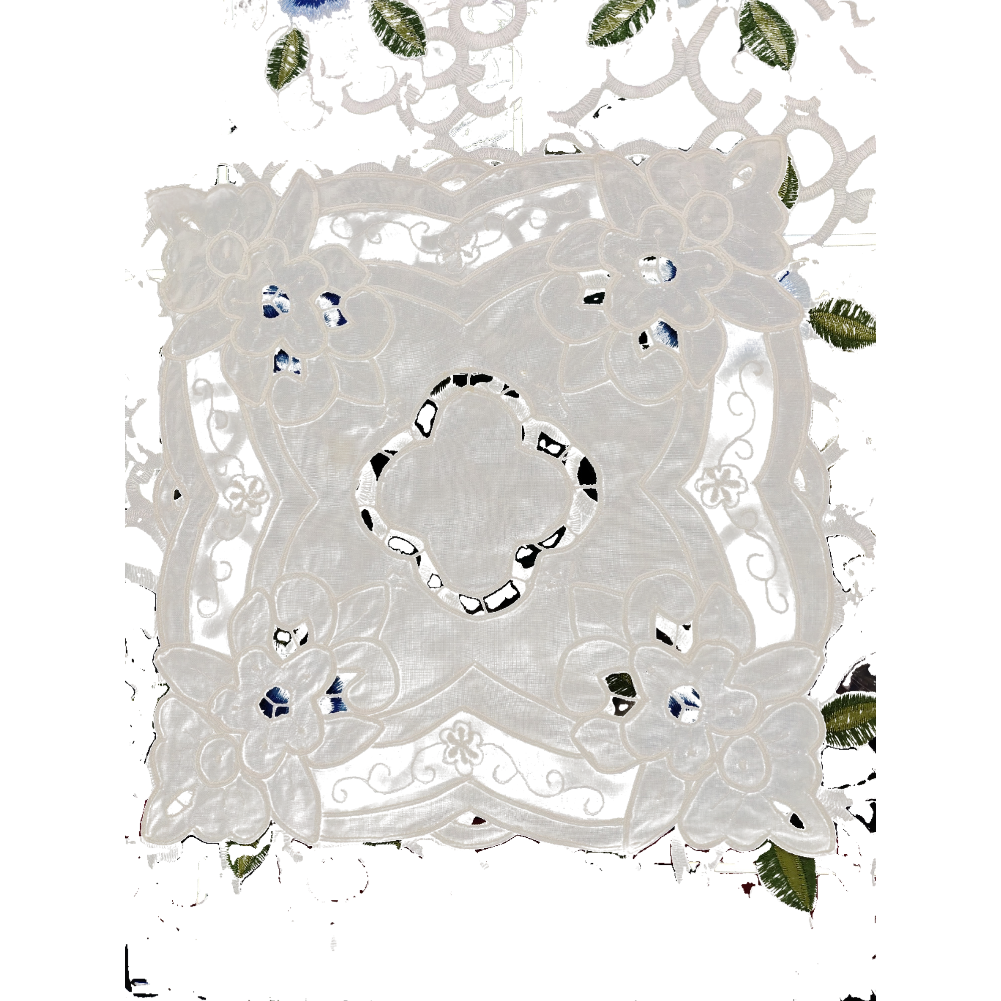 White embroidered table mat, handcrafted hollowed-out home dining tablecloth, coffee table mat, Nordic style Item Picture