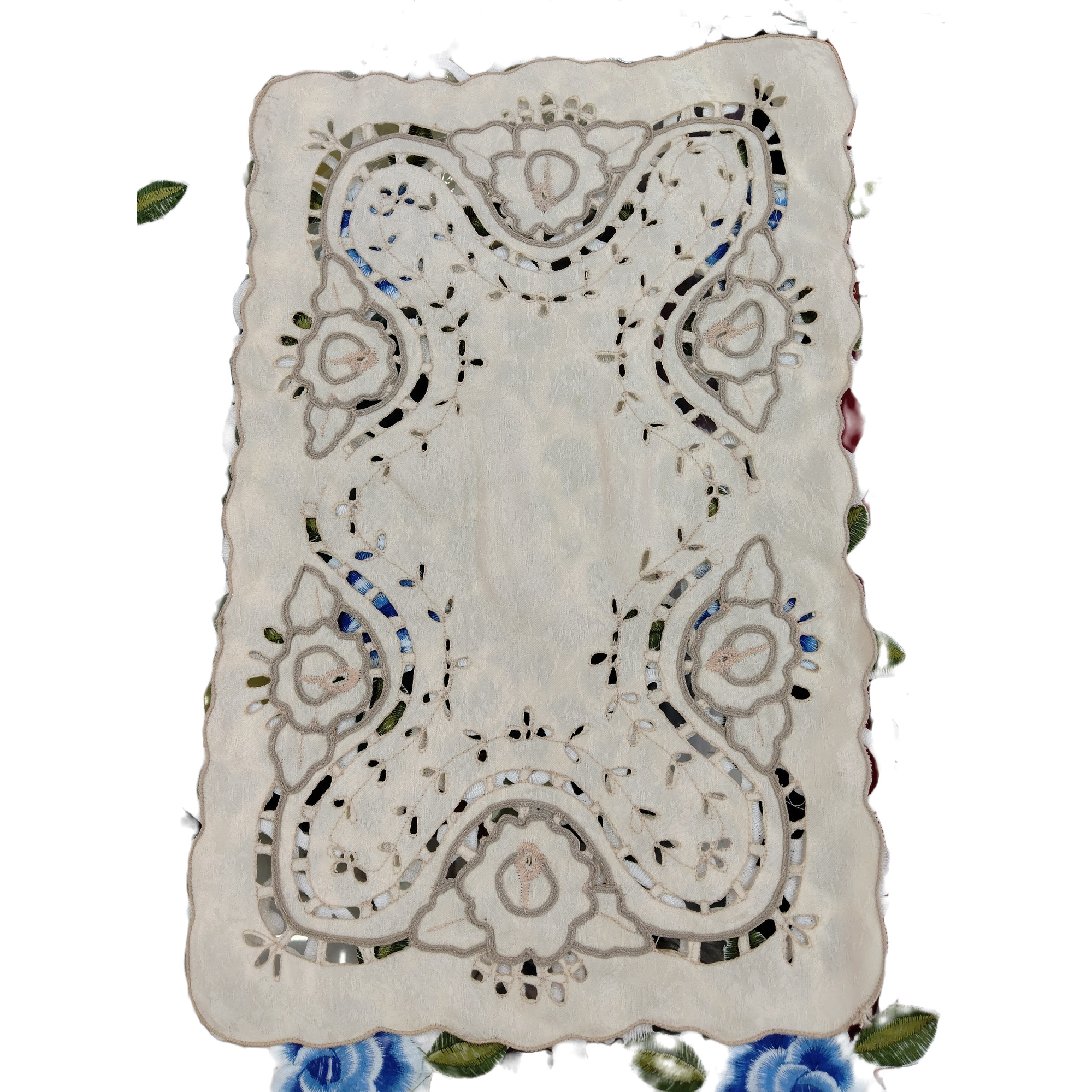 The off-white embroidered tablecloth for home dining is decorated in a simple Nordic style Item Picture