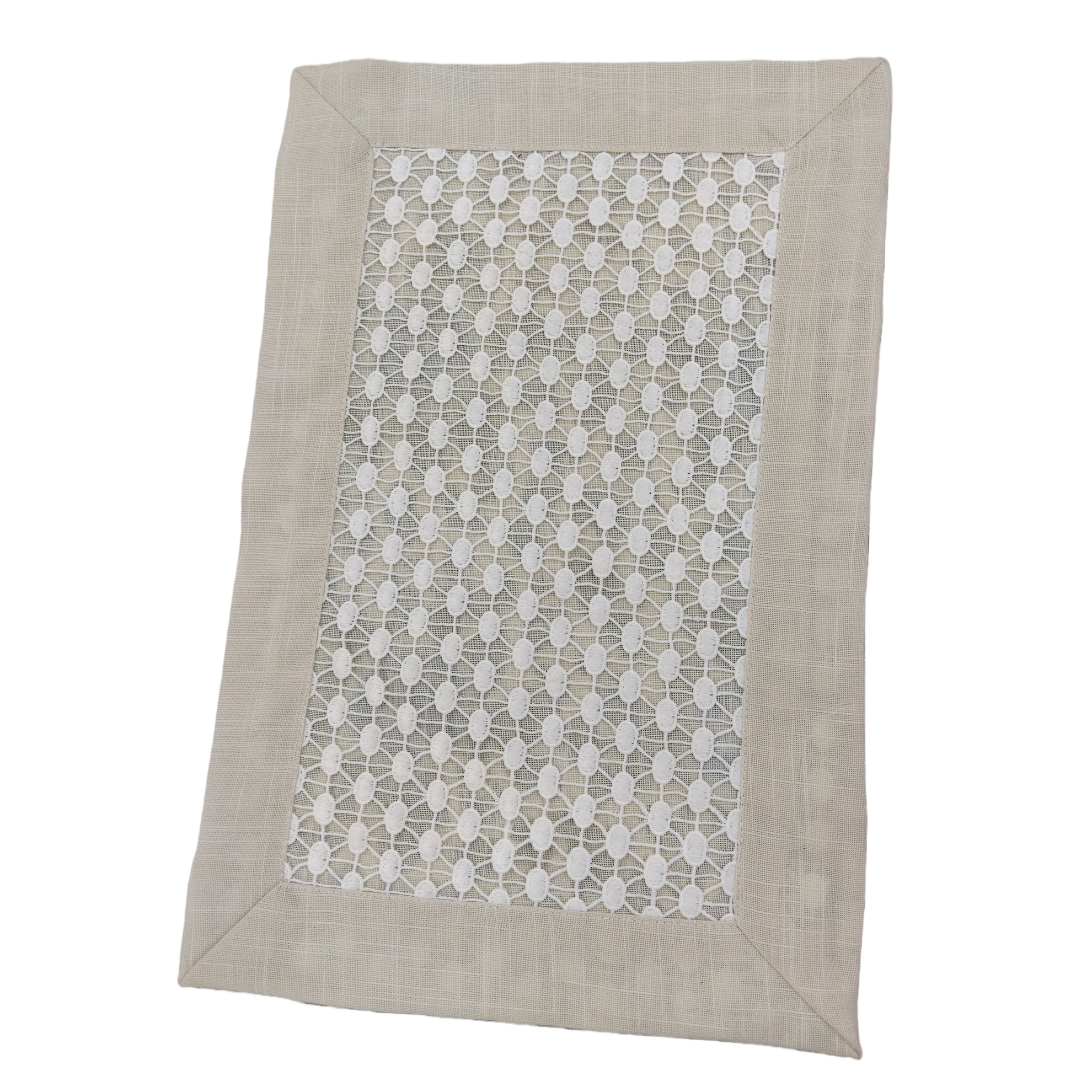 Beige border, white lace placemats, home tablecloth decoration Item Picture