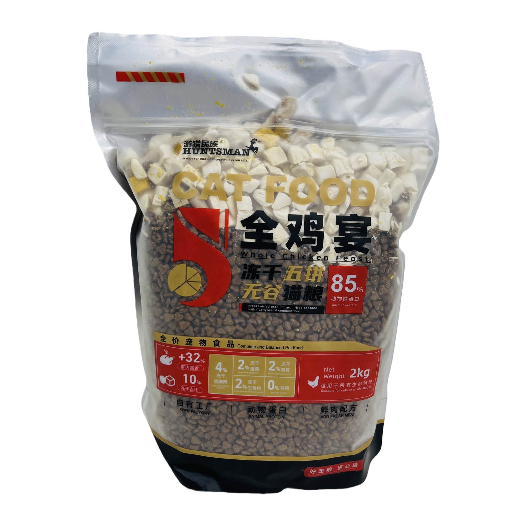 Transparent bagged cat food is high in protein, low in fat, natural and grain-free, suitable for adult cats and kittens Item Picture