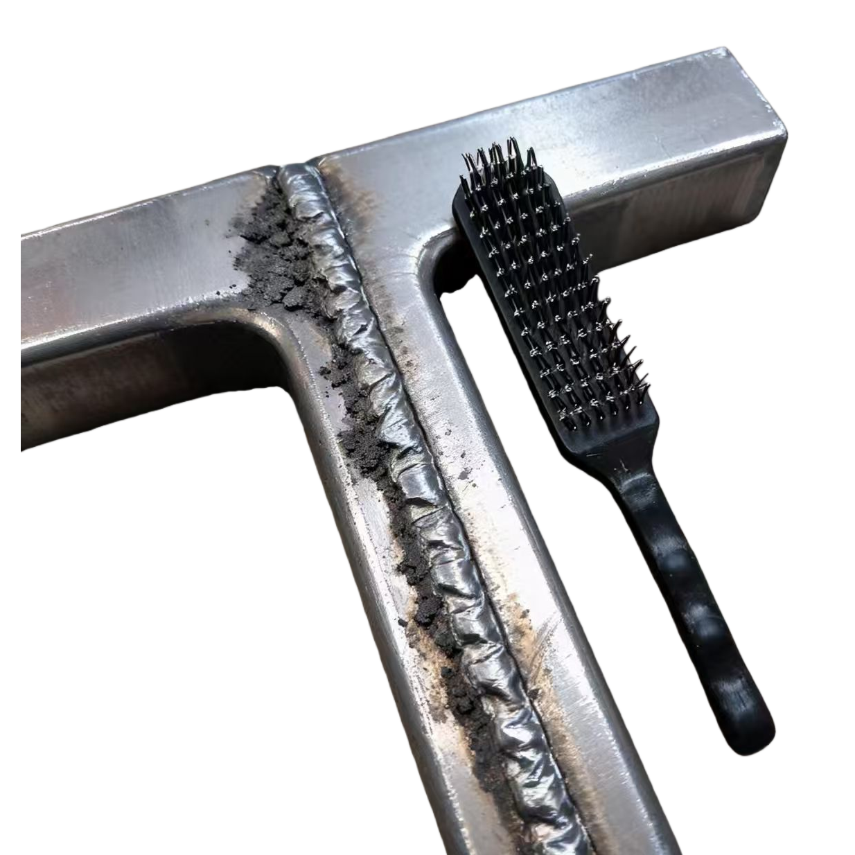 A special wire brush for rust removal, grinding and cleaning of metal T-shaped welded parts Item Picture