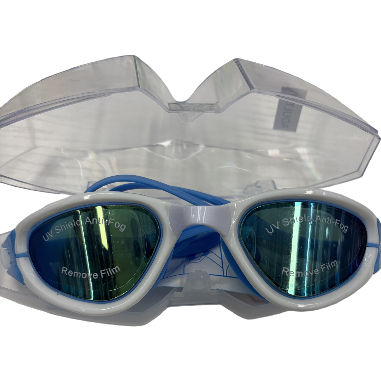 Blue and white high-definition anti-fog swimming goggles for both men and women, comfortable and snug swimming goggles Item Picture
