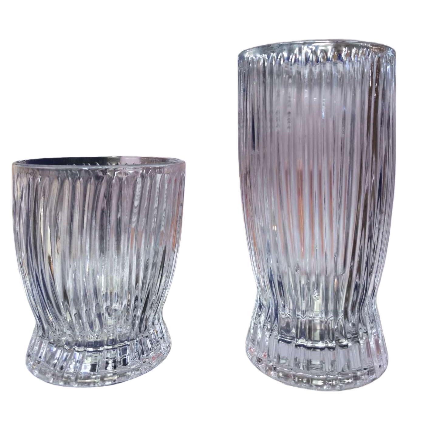 Transparent striped glass cup, high borosilicate heat-resistant household juice water cup 350ml Item Picture