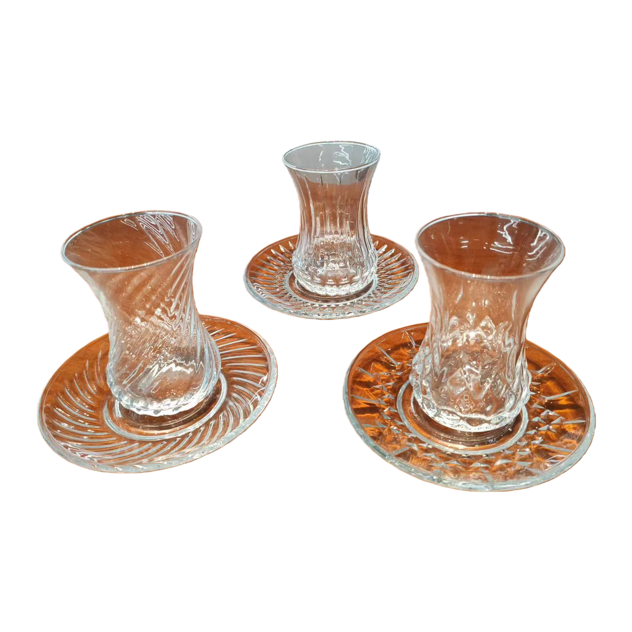 Transparent glass tea cups with tea saucers and high borosilicate heat-resistant and anti-scald set Item Picture