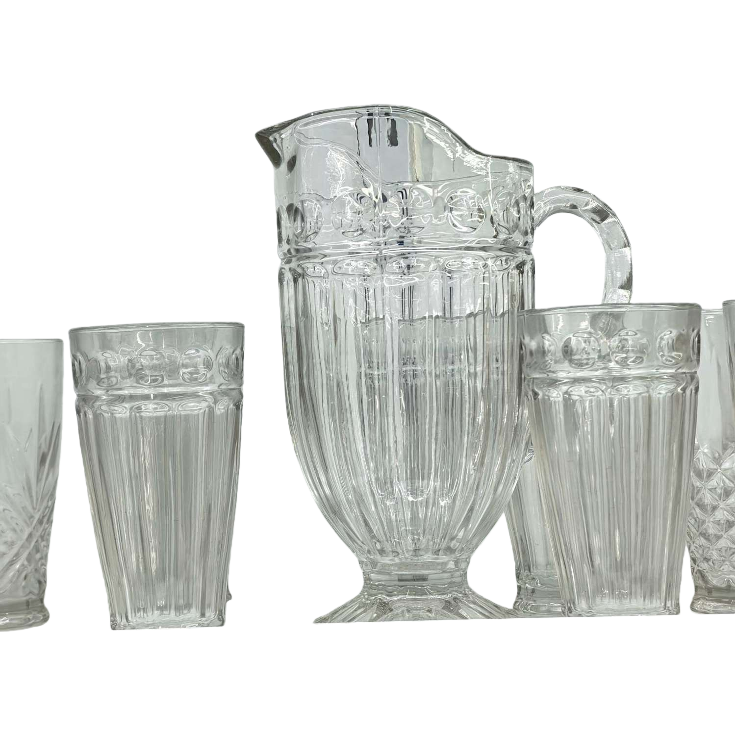 Transparent glass water bottle and cup set, household heat-resistant tea set and drinking cup combination Item Picture