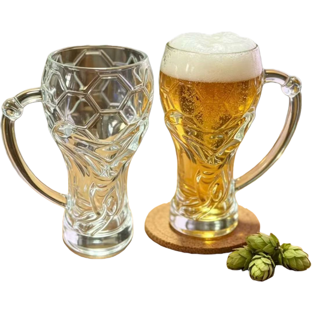 Transparent football-shaped beer mug 350ml, sports-themed party wine set Item Picture