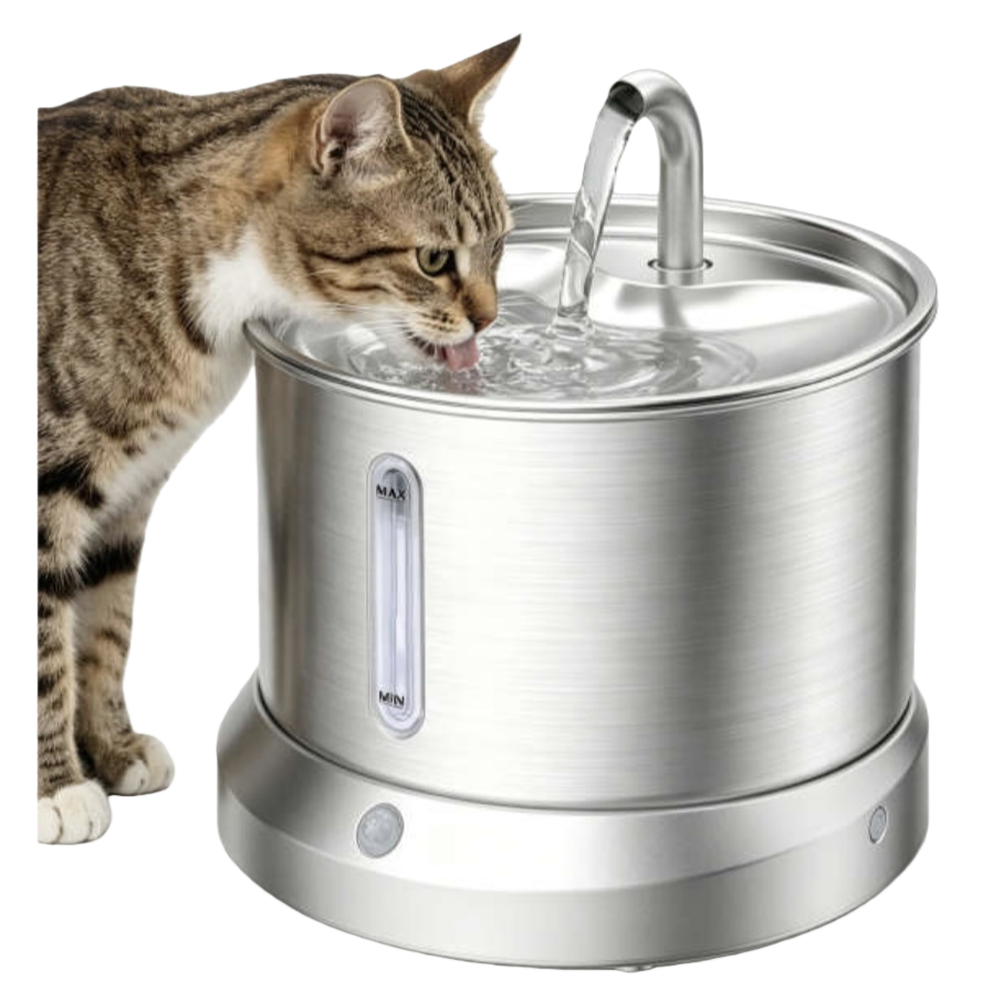 Silver pet water dispenser, a silent circulating automatic water dispenser specially designed for tabby cats Item Picture