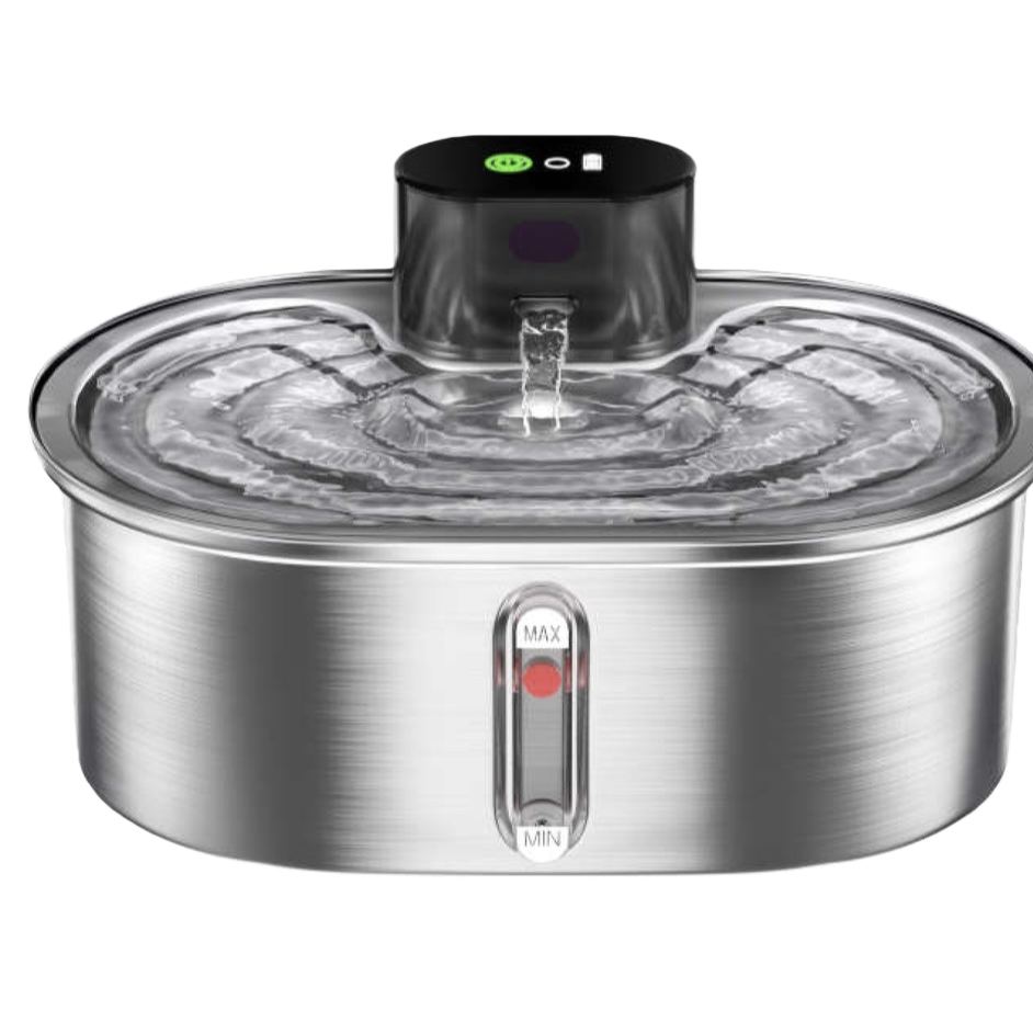 Silver stainless steel pet automatic water dispenser with silent circulation and filtration Item Picture