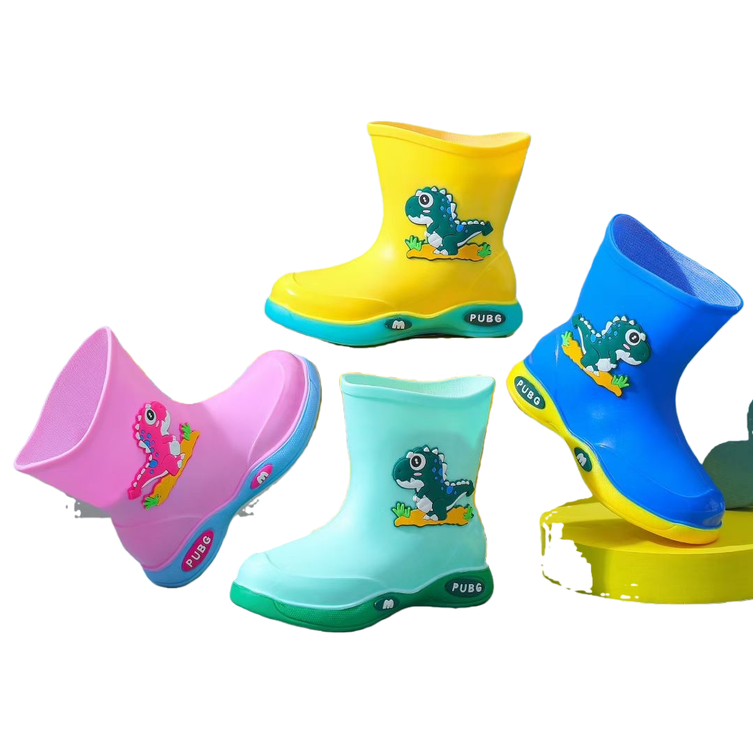 Colorful dinosaur-patterned children's rain boots are waterproof, anti-slip, wear-resistant and lightweight for spring and autumn Item Picture